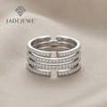 Jadejewe Silver Radiance Layered Open Ring