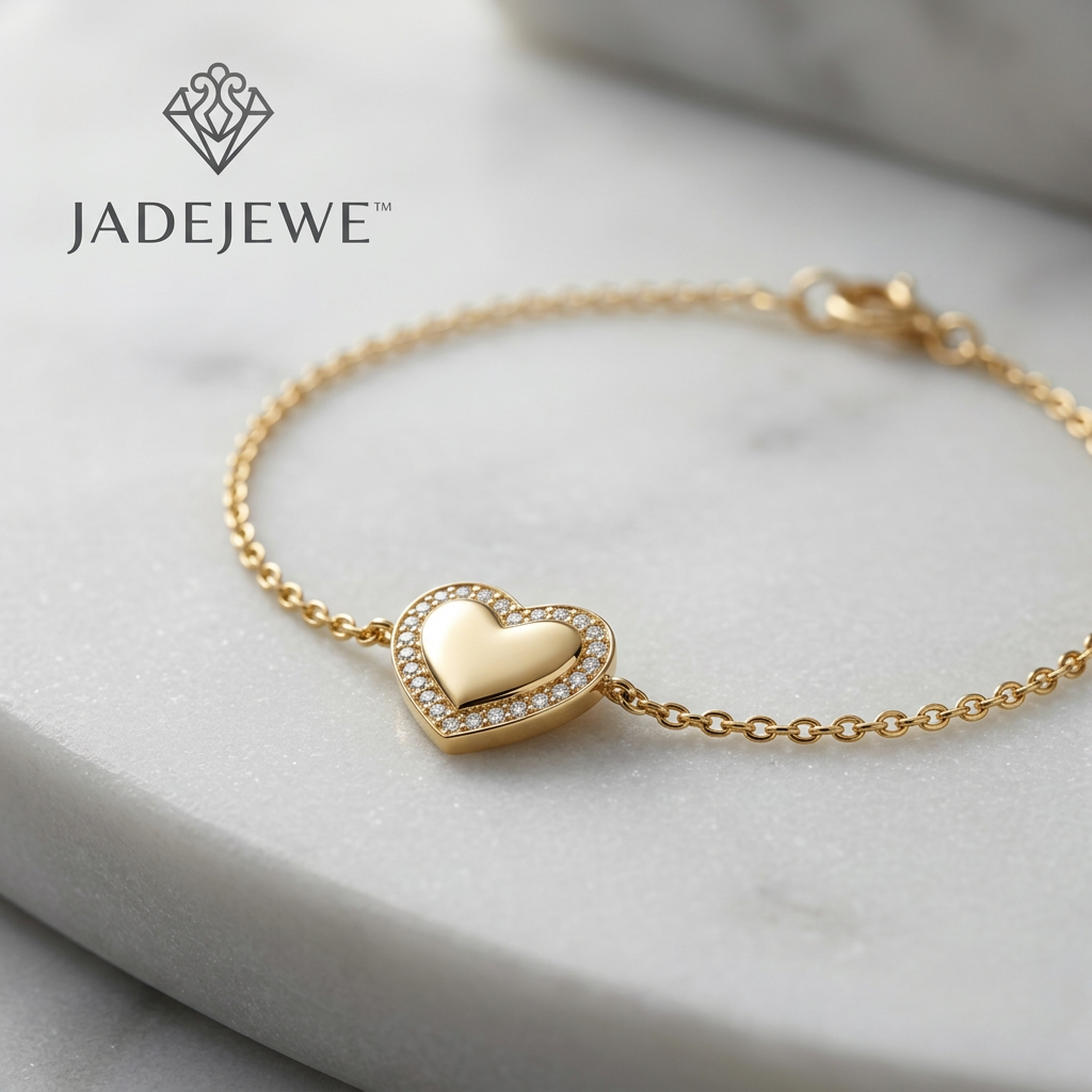 Jadejewe Golden Heart Sparkle Bracelet