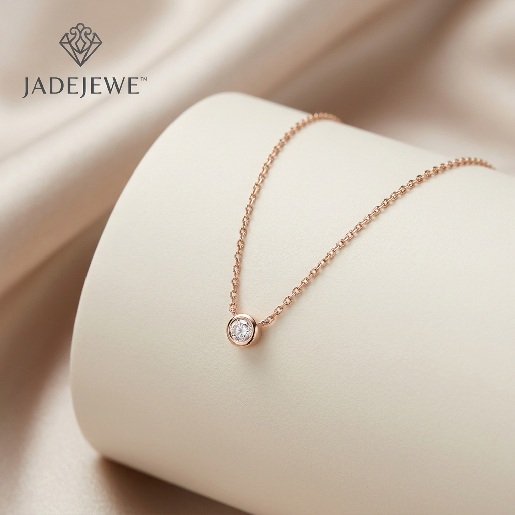 Jadejewe Rose Glow Solitaire Pendant Necklace