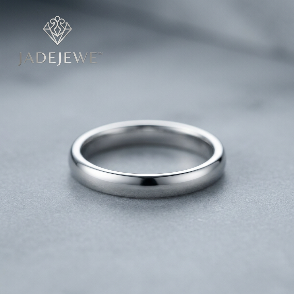 Jadejewe Classic Silver Smooth Band Ring